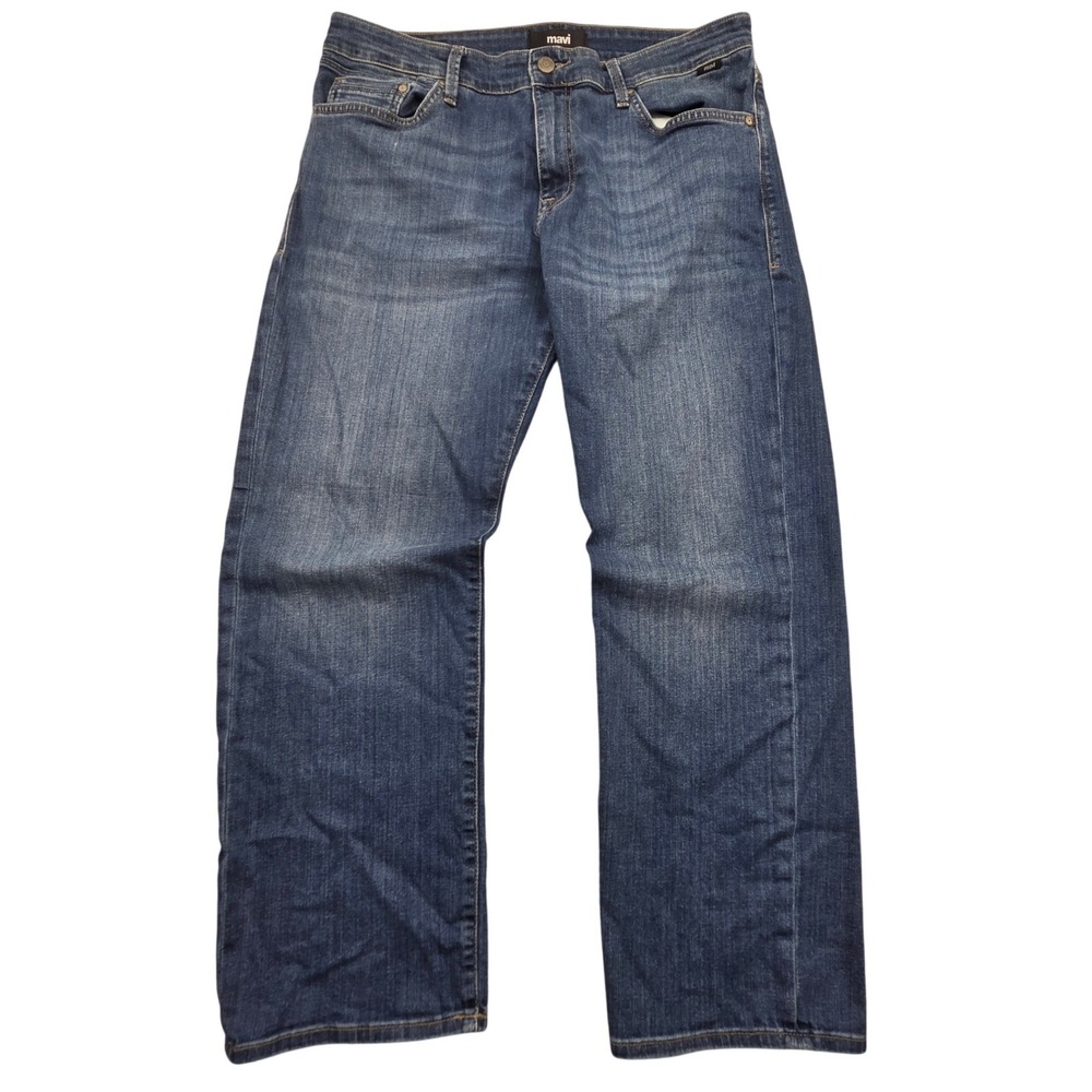 Mavi Matt Relaxed Straight Leg Jeans Mens 34x30 (36x30 Fit) Medium Wash Blue